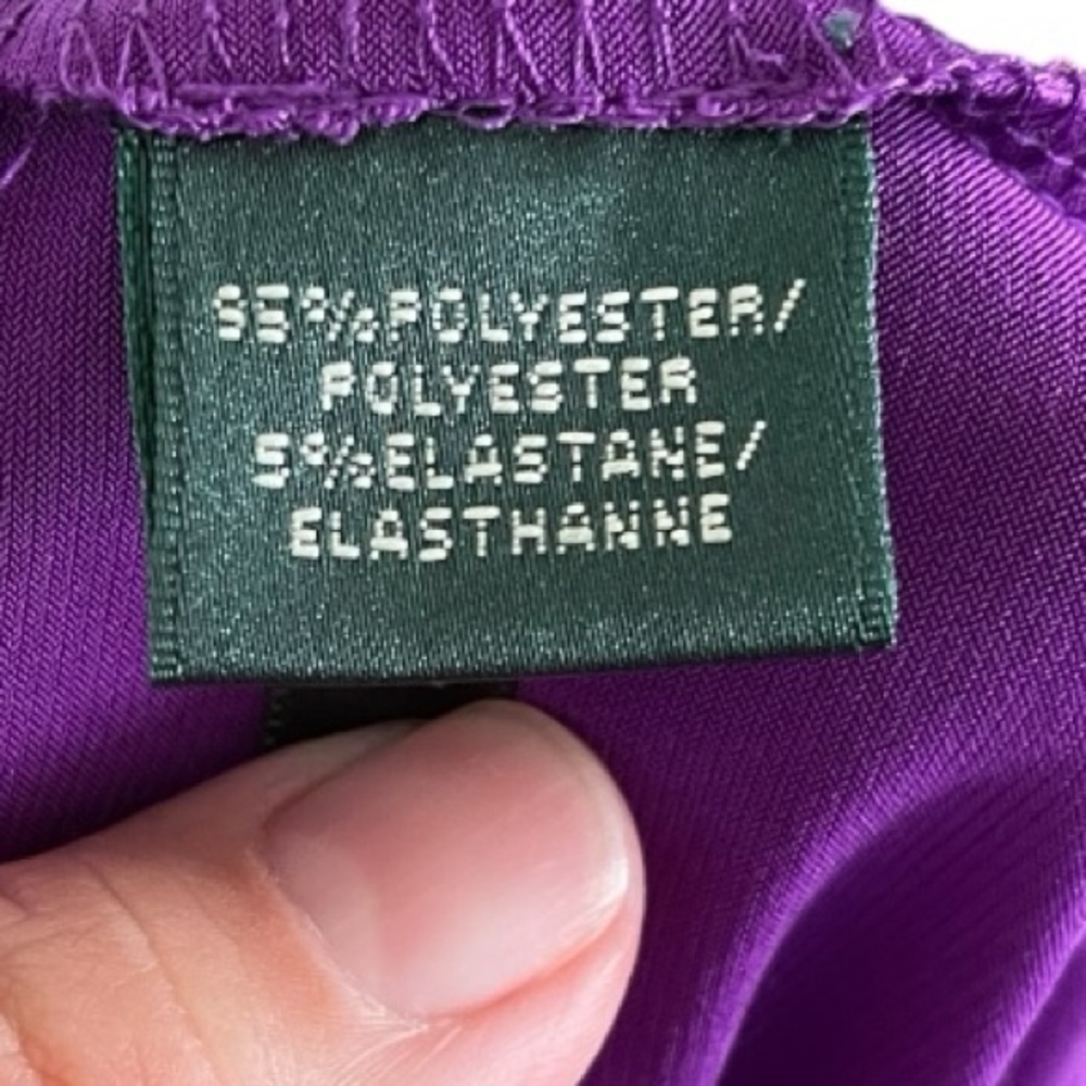 Lauren Ralph Lauren Evening Dress Maxi Cowl Neck Sz 12 long sleeve purple party - Picture 7 of 7